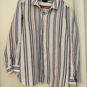 Striped 2X linen blouse